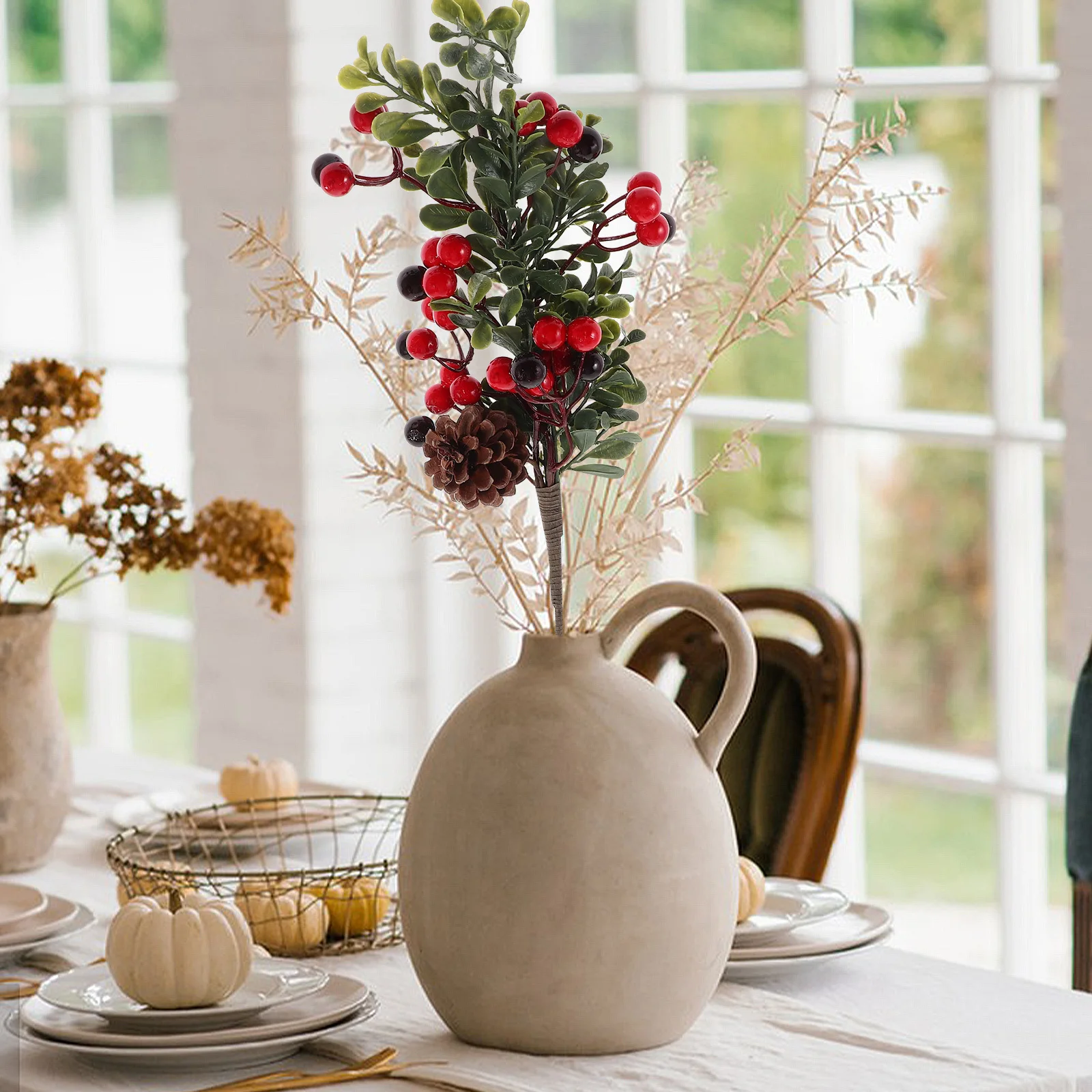 

Christmas Tree Pick Artificial Red Berry Pine Cone Stems Xmas Tree Holiday Decor Floral Arrangement Garland Vase Centerpiece