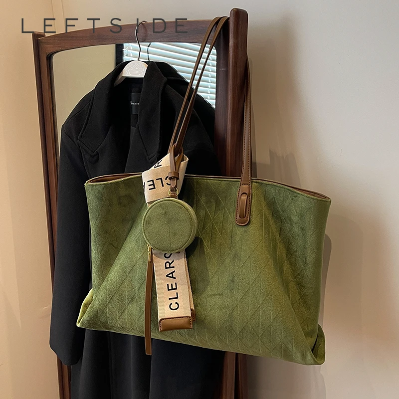 

LEFTSIDE Fashion Large Capacity Shoulder Bags for Women Design Tote Bag 2025 Luxury Designer Solid Color Handbags and Purses