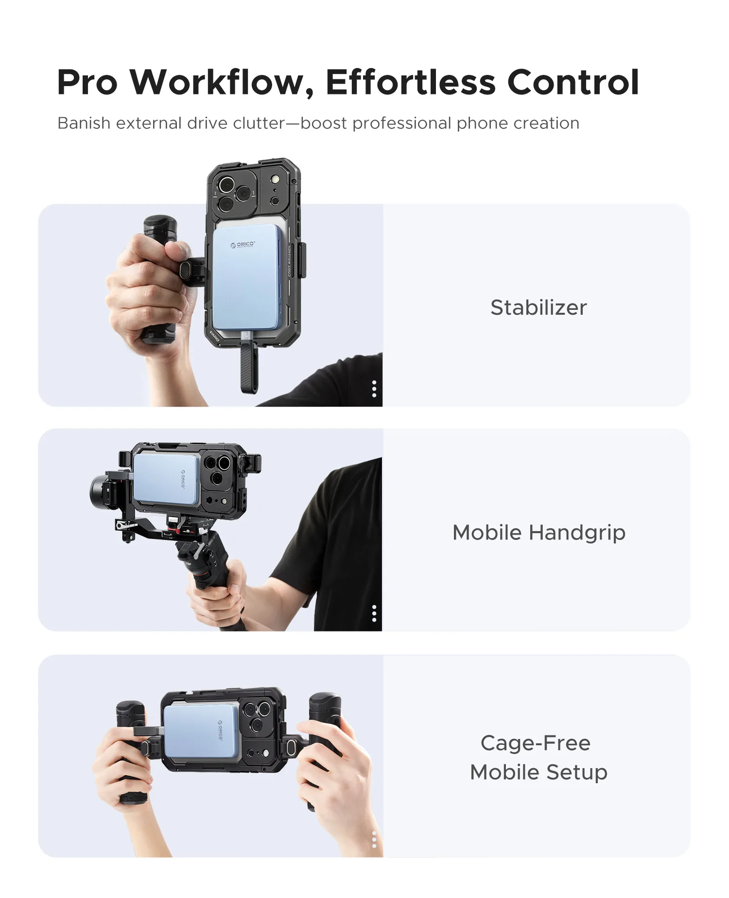 ORICO M.2 NVMe SSD Enclosure 2230-2280 MagSafe USB C 3.2 with TF/SD 3.0 Card Reader PD 100W for iPhone 16 17 Pro ProRes