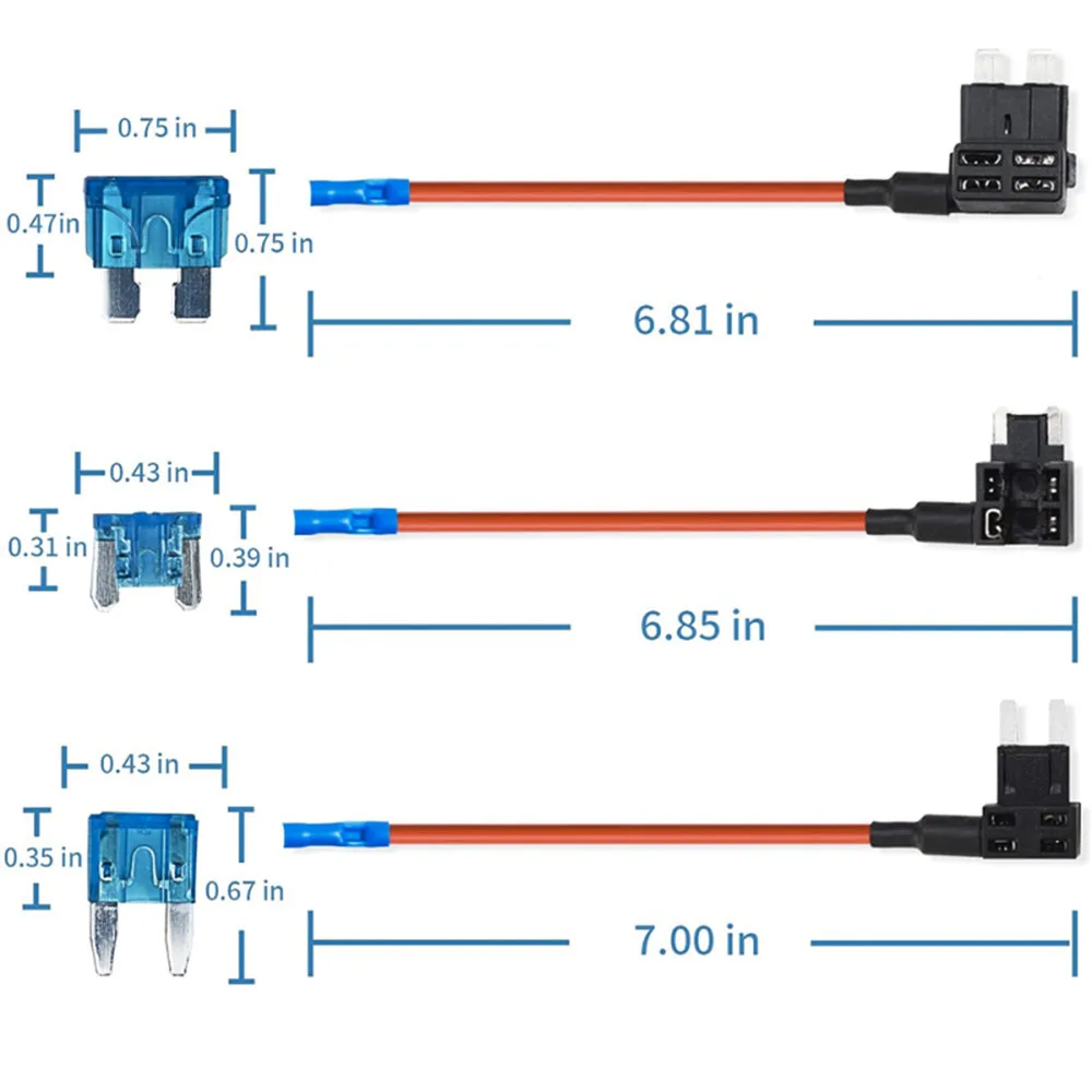 9 Pack 12V Add-a-Circuit Fuse Tap,Blade Fuse Holder 15 Amp Mini Standard Low profile mini ATO Blade Fuse