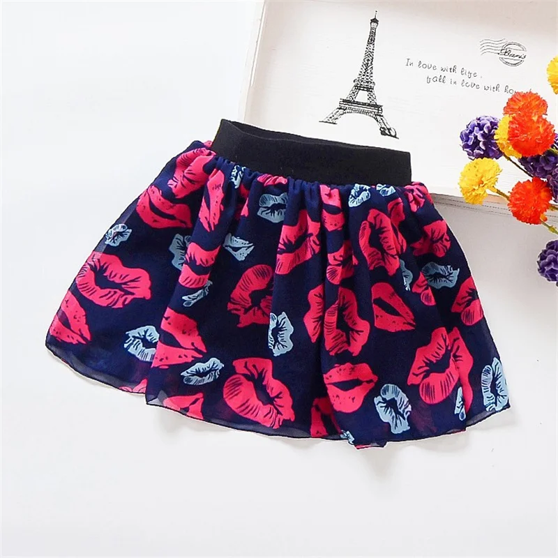 

Summer Baby Girl Skirt Chiffon Lips Print Tutu Princess Party Skirt Ballet Dance Elastic Skirt Kid Girl Clothes Children A855