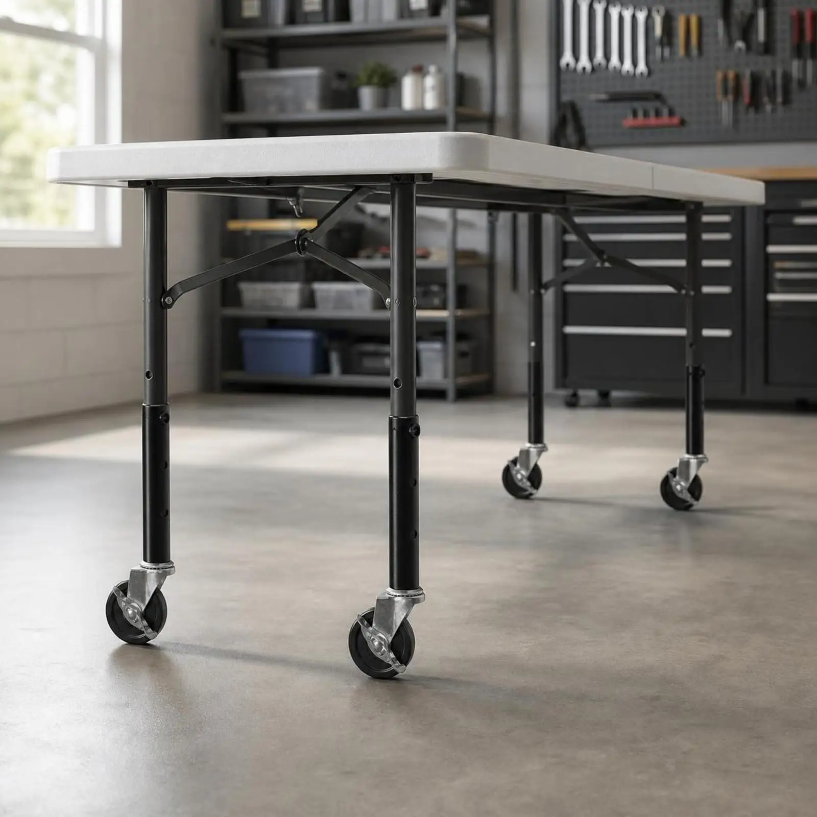 Furniture Wheel Leg Extension for Dining Table and Desk with Rubber Floor Protector and Secure Mounting Hardware