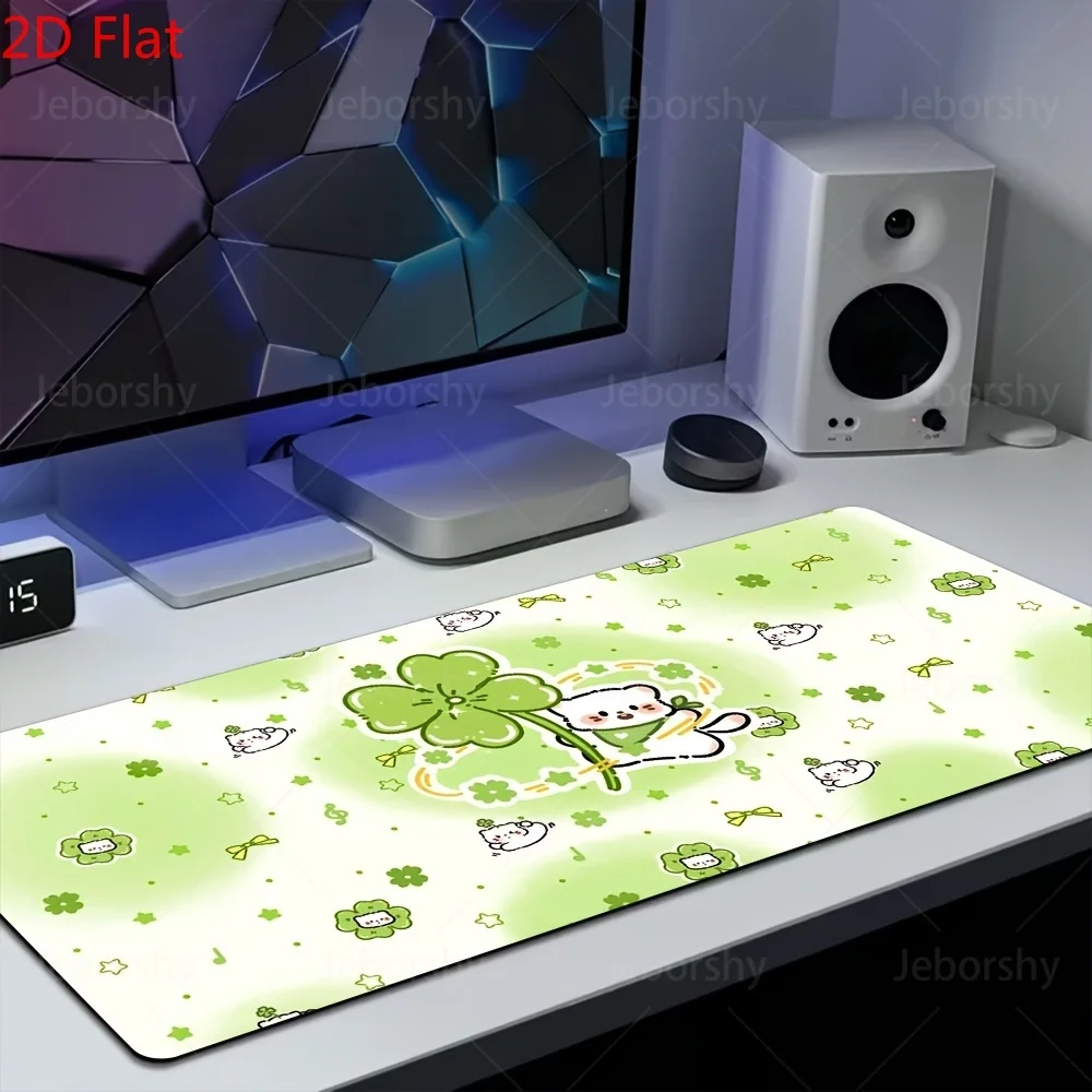 Adorable Green Clover Pattern Desk Pad Non-Slip Gaming Mouse Mat