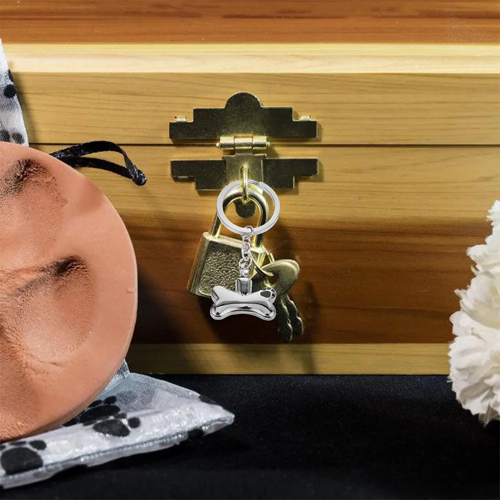 반려동물 유골함 열쇠고리 2개, 개뼈 모양 펜던트, 티타늄 스틸 화장 유골 보관용 주얼리, 반려동물 유골 참