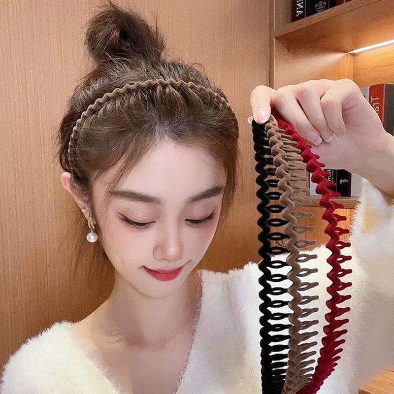 

Модная вельветовая повязка для волос с волнистым дизайном, нескользящая, универсальная, для женщин и девушек, аксессуар для волос