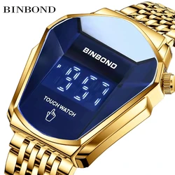 BINBOND-Montre Tactile Étanche pour Homme, Grande Montre, Technologie Noire, Style Moto, Business, Concept Fashion