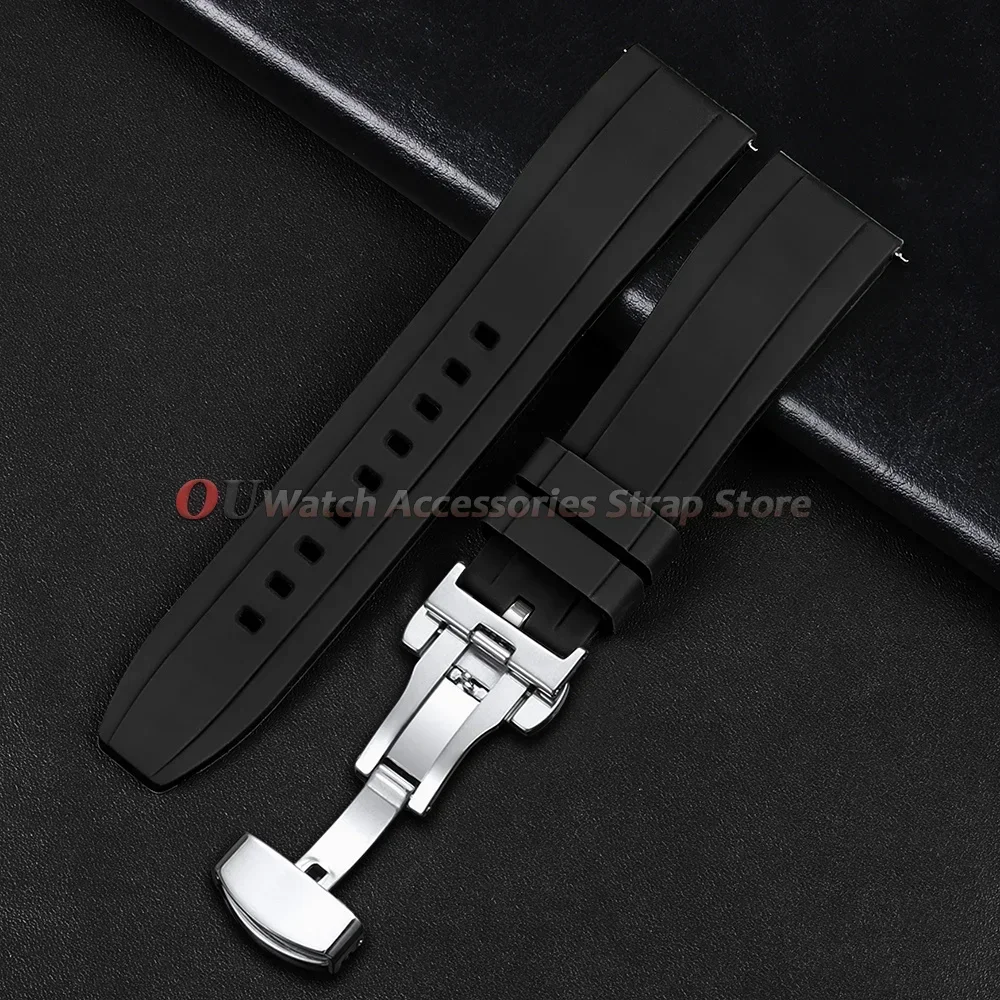 20mm 22mm Silikon-Uhrenarmband für Seiko, Rolex, Omega, Schnellverschluss-Uhrenarmband mit Schmetterlingsverschluss, Gummi-Armbänder für Damen und Herren – Detail 11