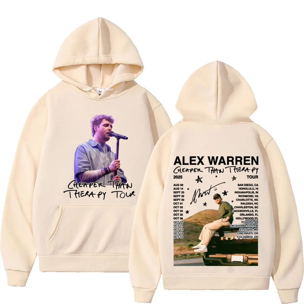 Alex Warren Cheaper Than Therapy Tour 2025 Pullover Men's Clothing Oversized Loose Hoodie Unisex High Quality Classic Sweatshirt