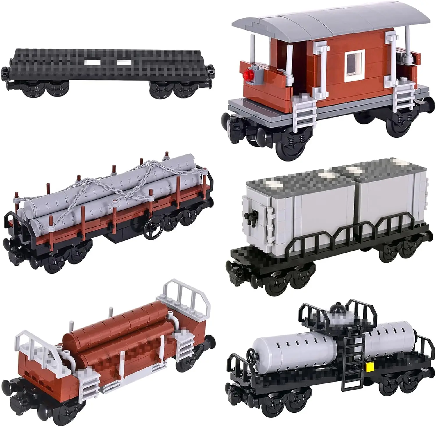 

6IN1 City Freight Train Car Building Set, DIY Cargo Train Toys for Teens and Adults, Compatible with Lego 630 Building Accessory