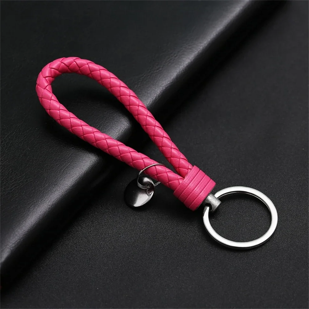 Creative Hand-woven Leather Keychains Charms Men Women Waist Keyring Pendant Bag Ornaments Accessories Car Key Ring Decorations