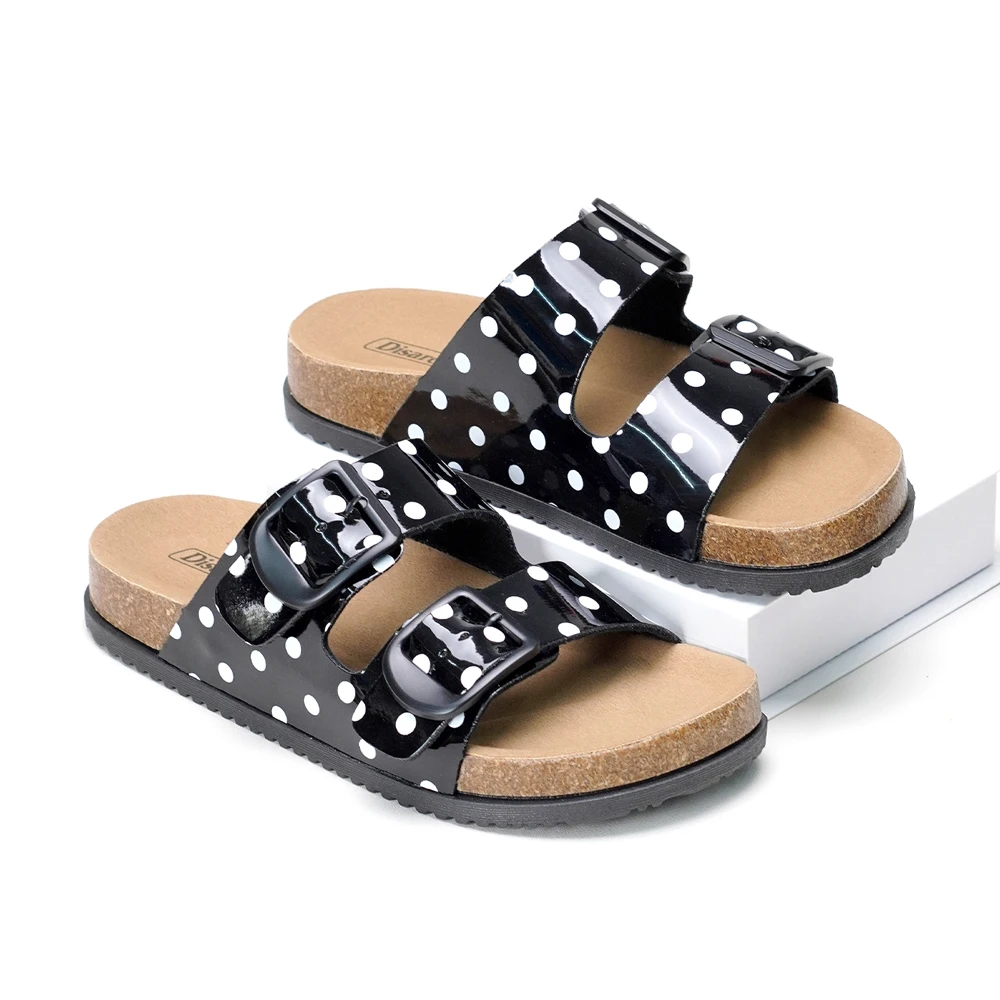 Polka-Dot Doppelriemen-Pantoffeln, Damen-Sandalen mit Verstellbarer Schnalle, Bequeme Flache Schuhe für den Täglichen Outdoor-Gebrauch – Detail 2