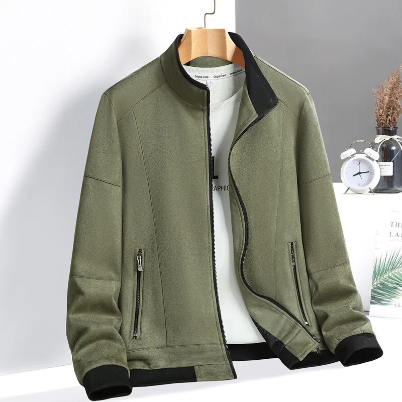 

Autumn Winter Suede Leather Jackets Men Fashion Casual Bomber Jacket Men Trendy Versatile Business Coats Social Men Clothing 4XL