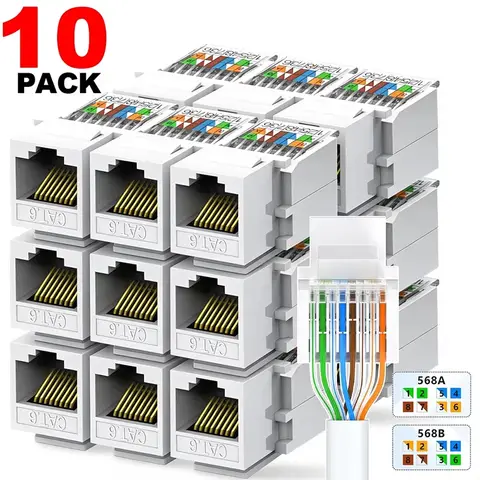 UTP Category 6 RJ45 Network Module RJ45 Connector Information Socket Computer Outlet Cable Adapter Jack CAT6 Cable Patch Panel
