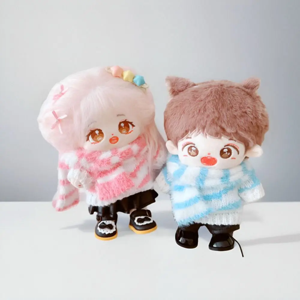 20cm Doll Clothes Change Dressing Game Pink Blue Miniature Sweater Scarf DIY Accessories Knitting Sweater Cotton Stuffed Dolls