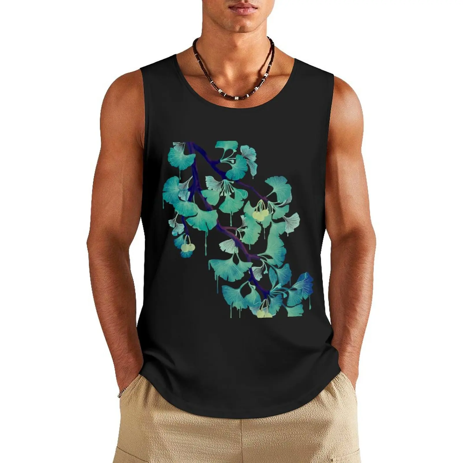 

O Ginkgo (on Black) Tank Top men clothes bodybuilding t-shirt