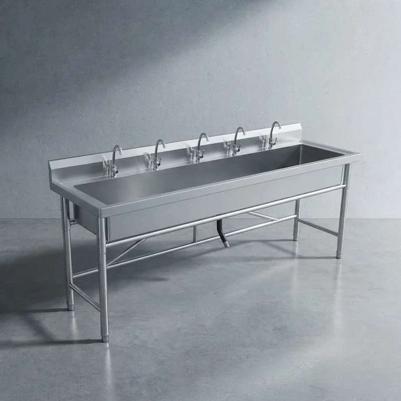 W# Single Bowl Commercial Kitchen Sink Stainless Steel With Bracket Integrated Wash Basin For Restaurant School Custom