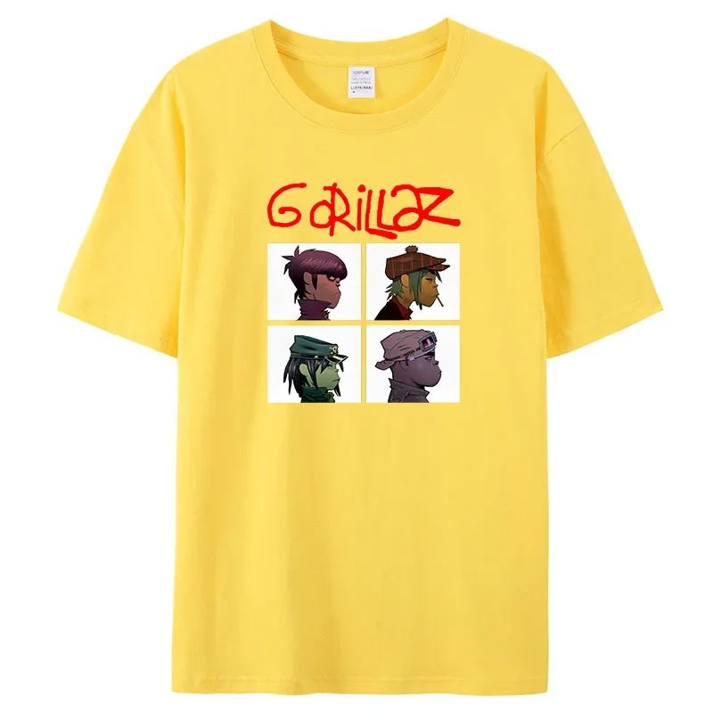 Rock Print T-Shirts Music Band Gorillazs Punk 90s Casual Fashion New Men Short Sleeve Plus Size Pure Cotton T-Shirt Unisex