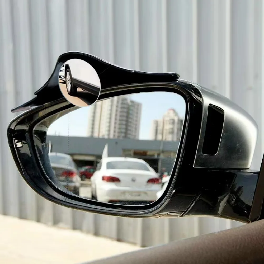 Universal 360 Degree Blind Spot Convex Mirror Rotatable HD Glass Car Side Mirror Adjustable With Rain Shield Parking Rear View