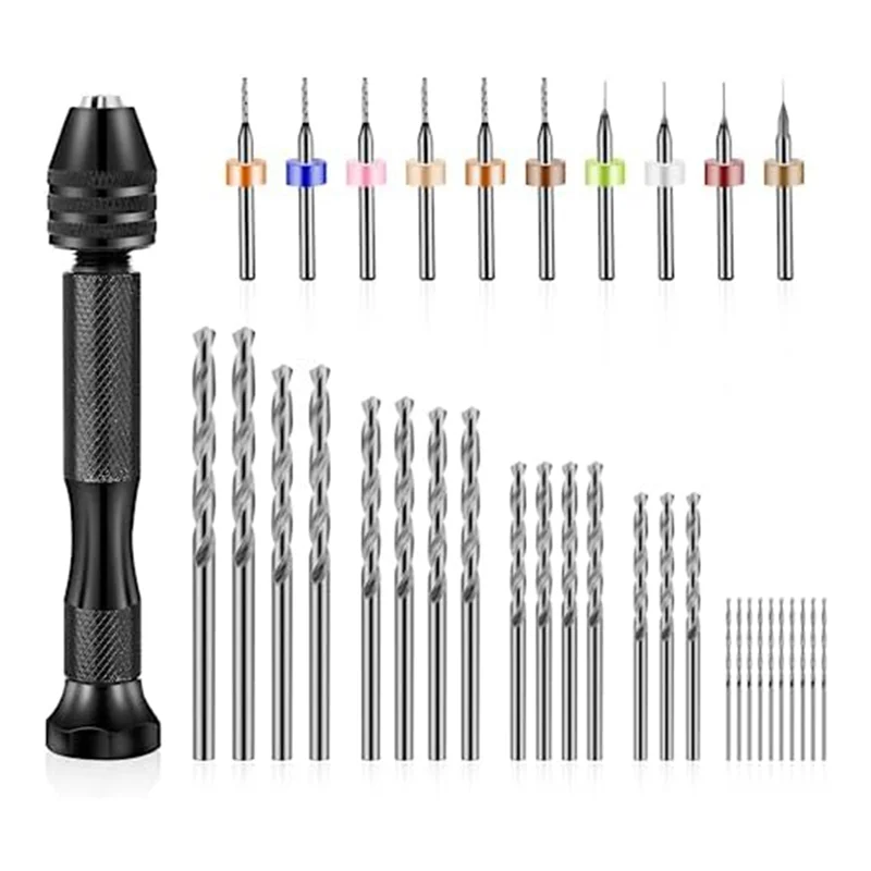 36 Pieces Hand Drill Bits Set, Pin Vise Hand Drill MiniMicro Drill for Resin Polymer ClayCraft Model Jewelry Making