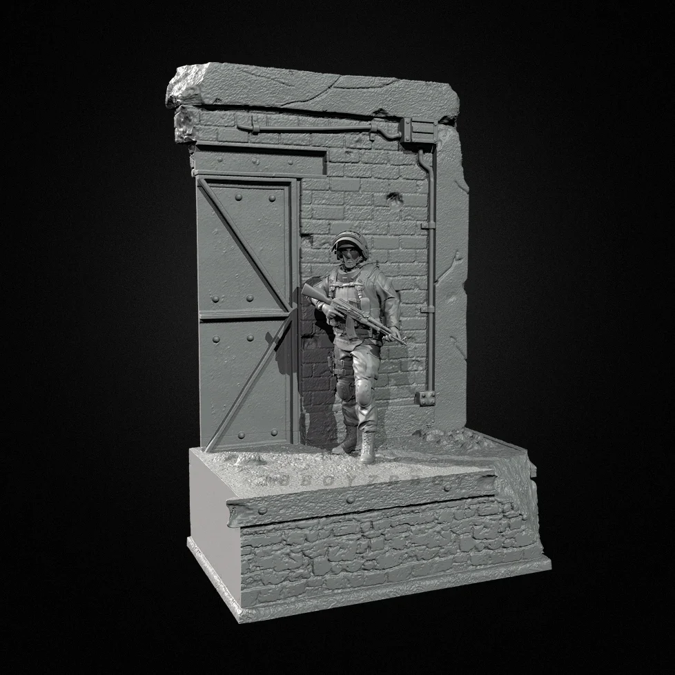 

1/35 наборы моделей фигурок солдата из смолы, европейская сцена, бесцветная и самостоятельная сборка (1 солда + сцена) TD-7347+3D
