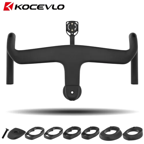 Imagen 1 del producto Manillar integrado de carbono KOCEVLO Road AERO para horquilla de 28,6mm con espaciadores, cables internos de ciclismo, vástago de barra de carretera
