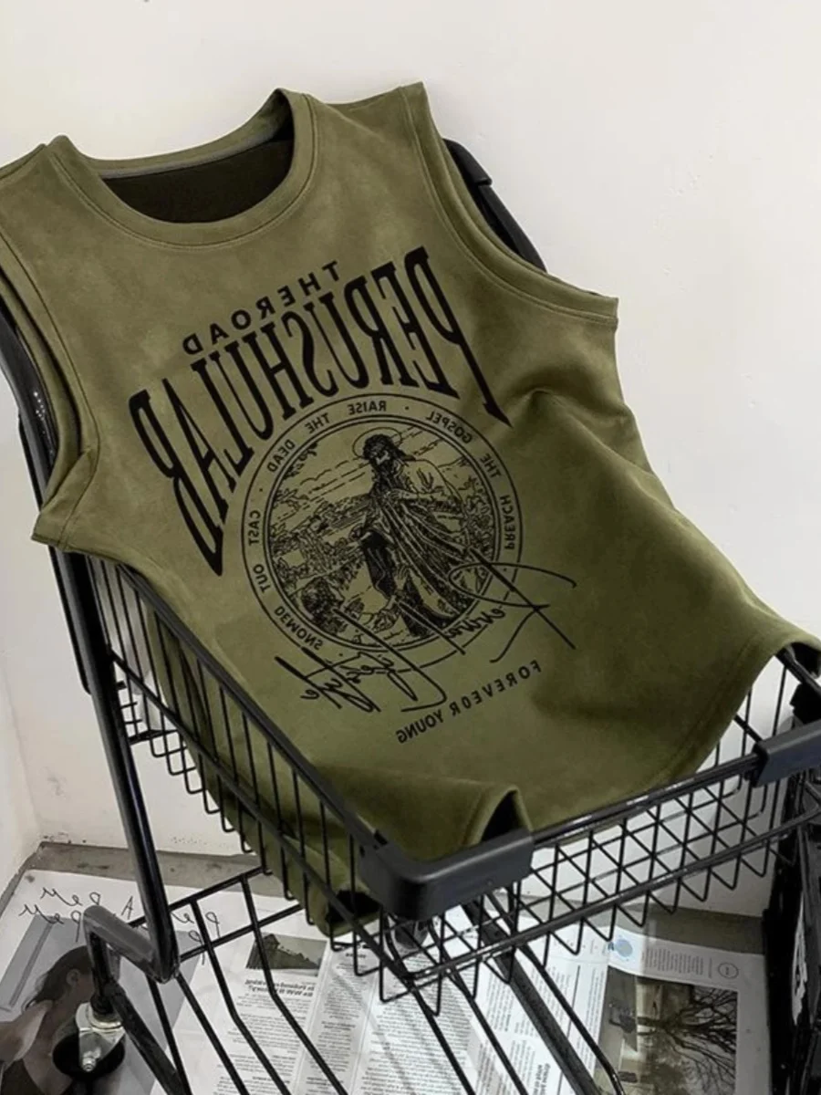 

Мужской жилет Extra Large 300 Pou, летний, модный, с наплечниками, в стиле High Street, ретро, из смесового полиэстера и спандекса