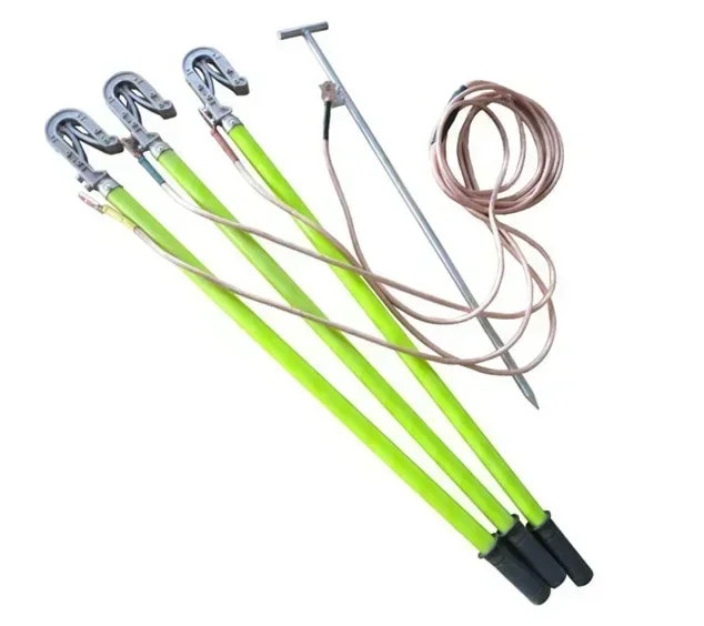 

High voltage portable earthing rod set with earthing wire and clamp