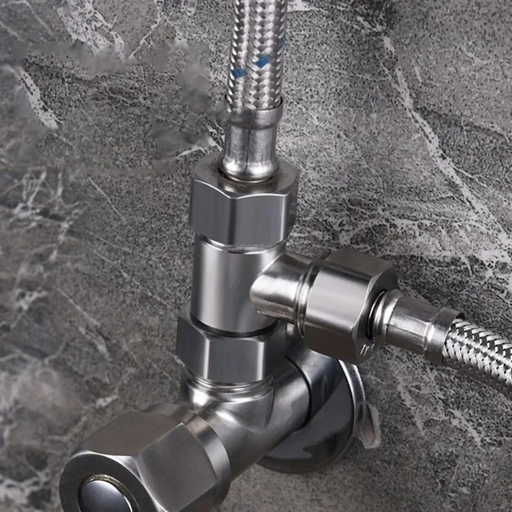 Heavy Duty Stainless Steel T Valve G1/2 Diverter Adapter Water Splitter Used For Bathroom Bidet Sprayer Shower Faucet