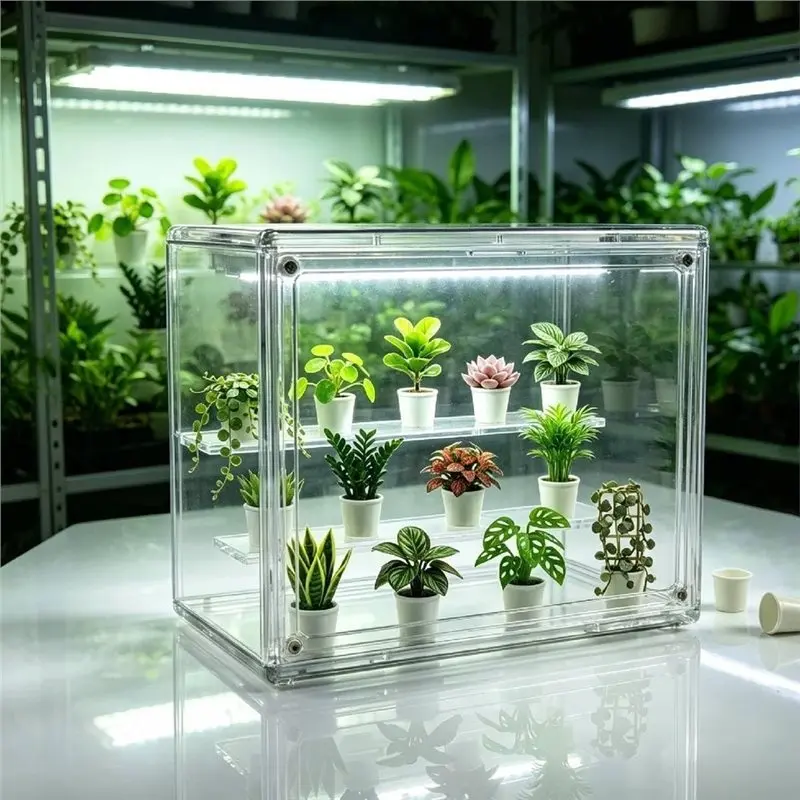 ABAE-Mini Greenhouse Indoor, Clear Small Green House With Magnetic Door,Stackable Succulentseed Starting Observation Station