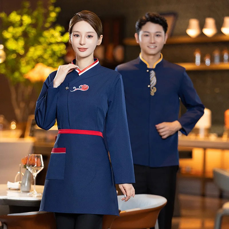 Xiangyun Catering Work Clothes Long-Sleeved Restaurant Restaurant Farmhouse Tea House Hotel Waiter Lobby Work Clothes Female