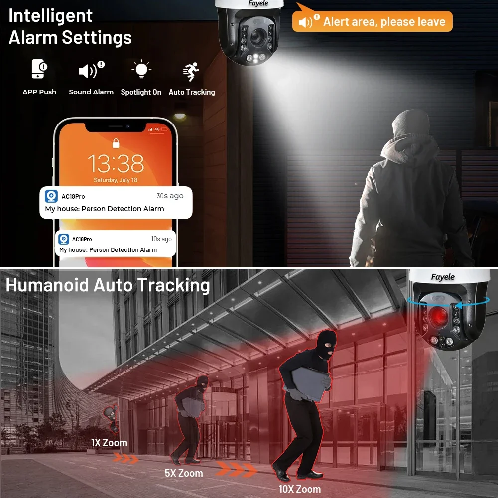 Câmera de segurança dome ptz de alta velocidade, 6 polegadas, 5mp, poe, áudio bidirecional, luz das estrelas, ir 300m, detecção de veículo humanóide, rastreamento automático, câmera ip