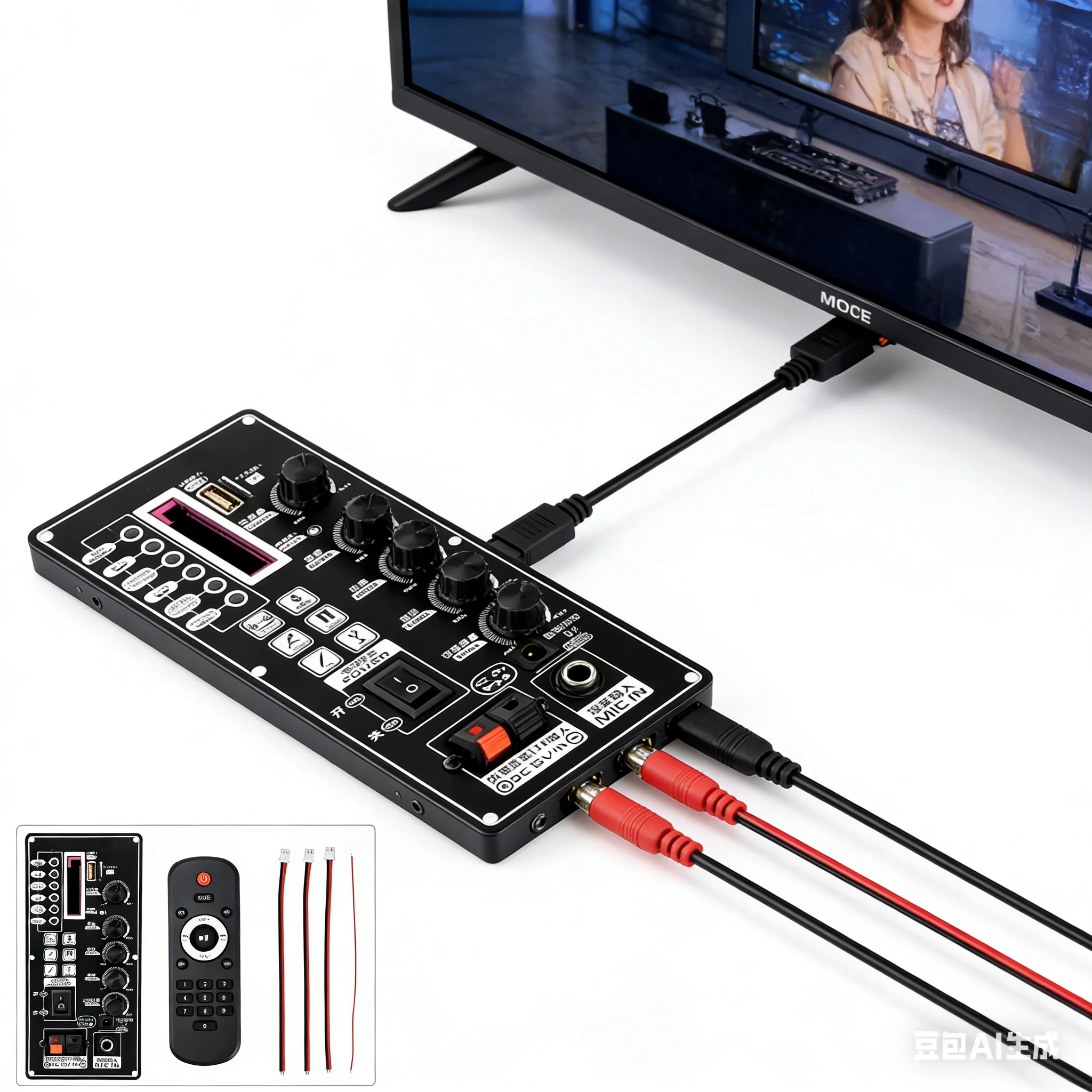

50W Bluetooth Pull-Rod Speaker MP3 USB/TF/FM Decoder Board BT Amplifier Board 2*25W Portable Speaker with Display 7.4V-12V Input