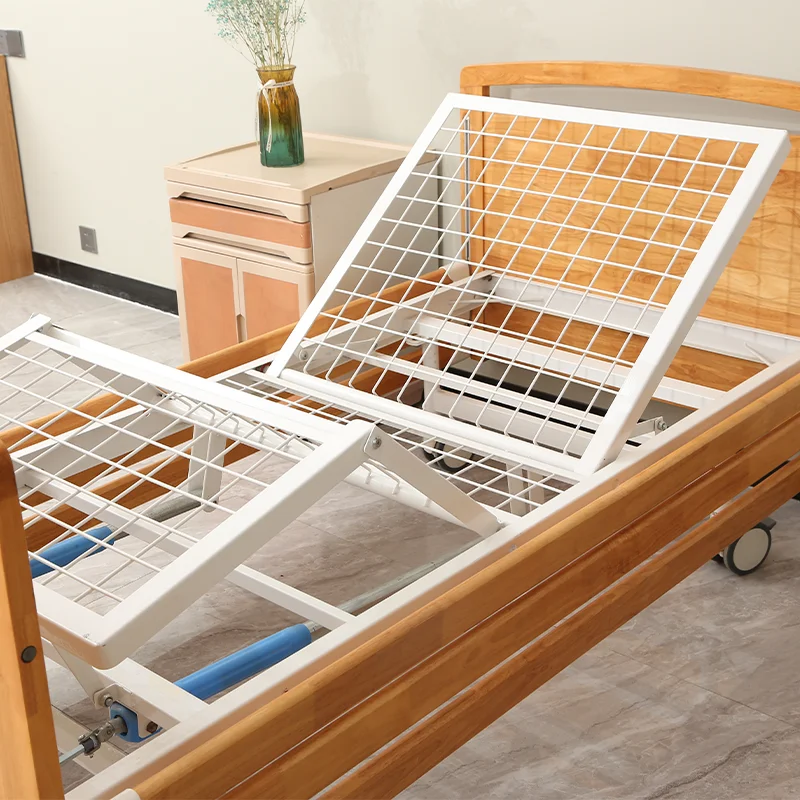 Elderly Care Products Manual Backrest Adjustable Patient Used Wooden Medical Bed with Toilet