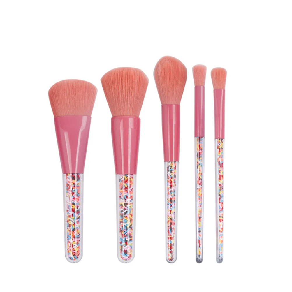 Zestaw 5 pędzli do makijażu Profesjonalne miękkie włosie z włókna Wysokiej jakości uchwyt Łatwy chwyt Codzienne profesjonalne użytkowanie Prezent dla kobiet