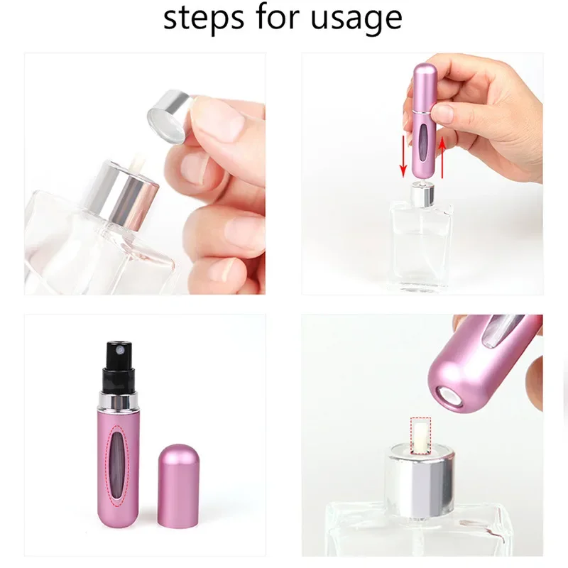 Portable Travel Perfume Sprayer 5ml Cosmetic Fragrance Container Mini Metal Aluminum Pump Spray Empty Bottle Refillable