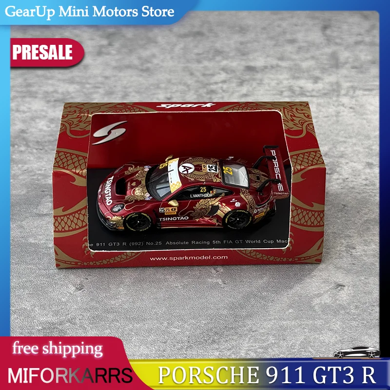 

Новая модель Spark в масштабе 1:64 Porsche 911 GT3 R (992) 25 # Коллекционная декоративная миниатюрная модель автомобиля из сплава, посвященная Кубку мира GT 2024 в Макао