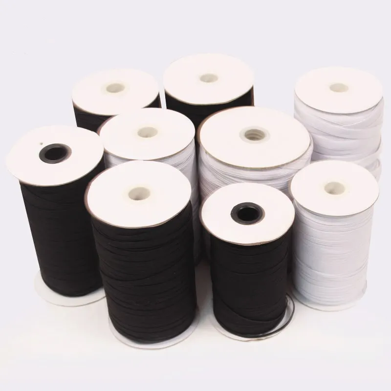 Elastic Bands White and Black 3/5/6/8/10/12mm Width Polyester Elastic Bands for Sewing DIY Garment Bags Accessories 100/200yards