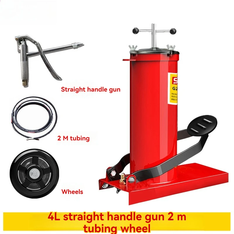 

Foot operated butter dispenser, foot operated butter gun, high-pressure oil injector, grease injector