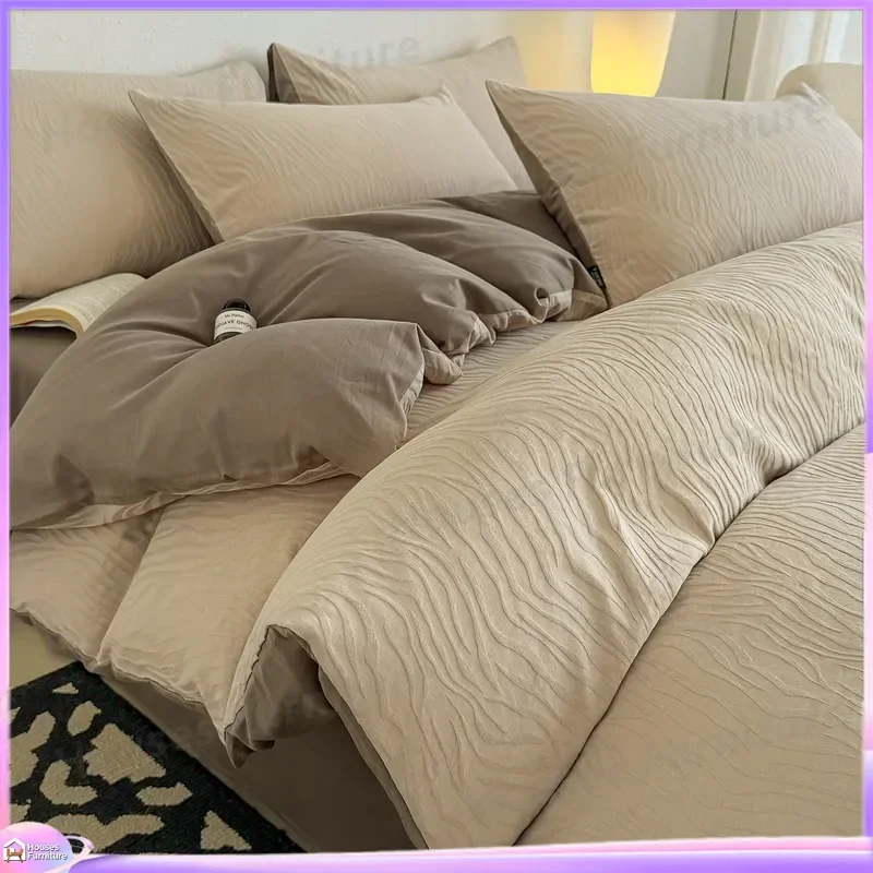 60 cotton four-piece set Class A pure cotton 100% cotton jacquard simple light luxury quilt cover bedding three-piece set