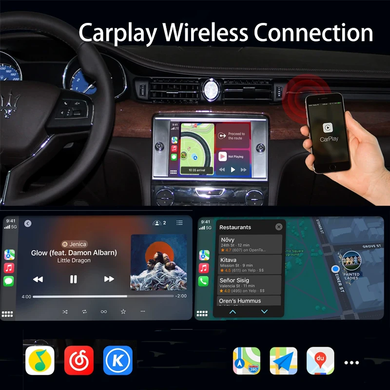 Carplay For Maserati Ghibli Quattroporte Car Wireless carplay Android Auto mirror link Reverse image interface box Plug and Play