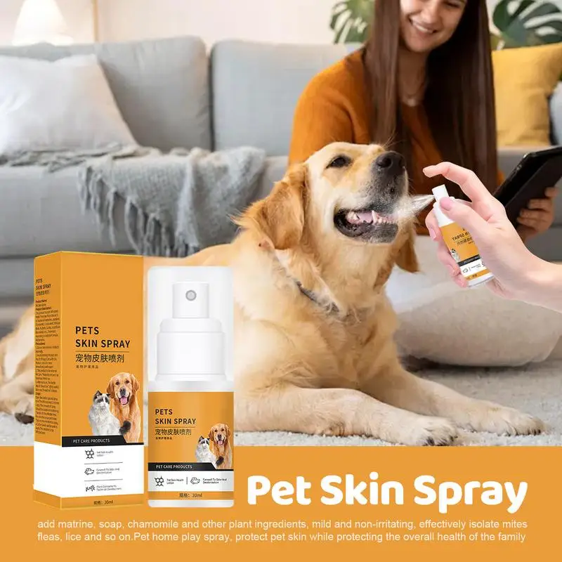 Pet Itch Relief Spray 30ml Cat Skin Care Spray Portable Hot Skin & Coat Moisturizing Natural Skin Care Spray For Pets Dogs