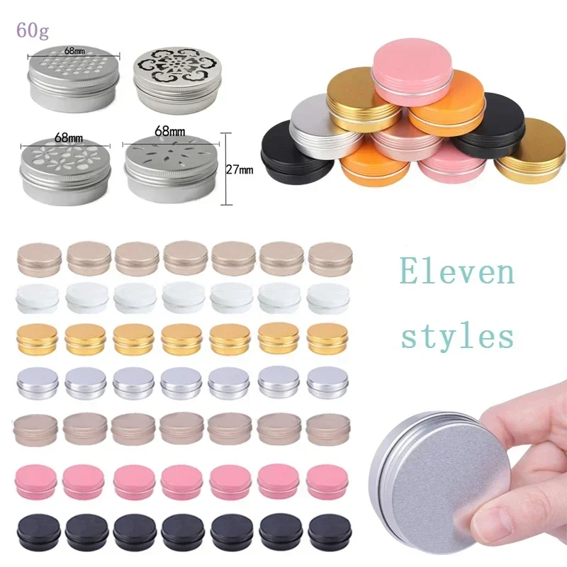 

30Pcs 5g-60g Empty Aluminum Tins Cans Metal Round Cosmetic Jars Candle Containers With Lids For Spice And Lip Balm Cream Storage