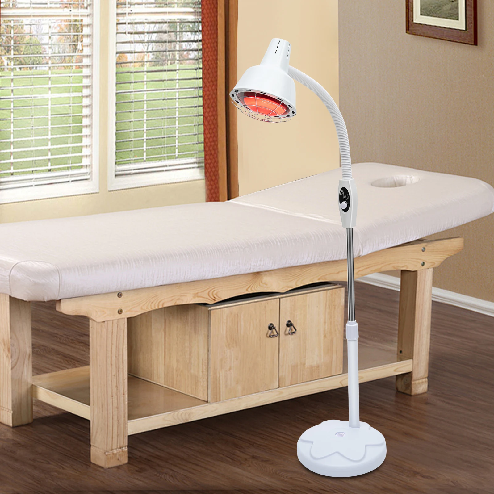 275W Floor Stand Infrared Therapy Heat Lamp Pain Relief Physiotherapy Standing Lamp