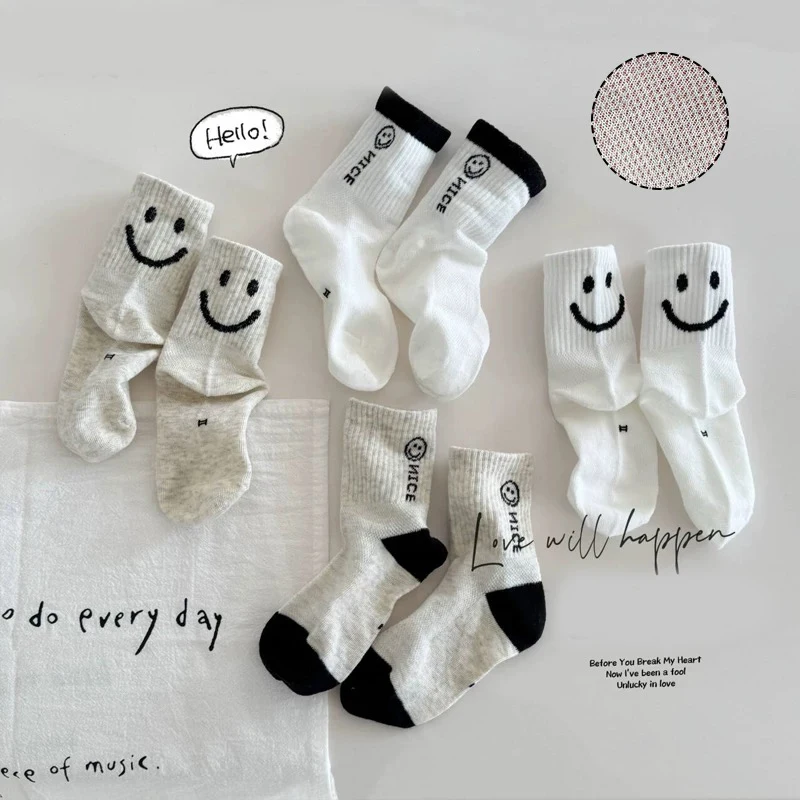 

5/4 Pairs Cotton Solid Kids Socks Boys Sports Casual High Resilience Brushed Combed Breathable Mid-calf Socks for Child Boys