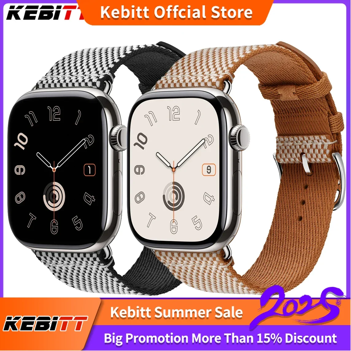 

New Kebitt Noir Gold Ecru Toile H Single Tour Iwatch Band For Apple Watch Ultra2 10 9 8 7 6 Strap 42MM 41 49MM