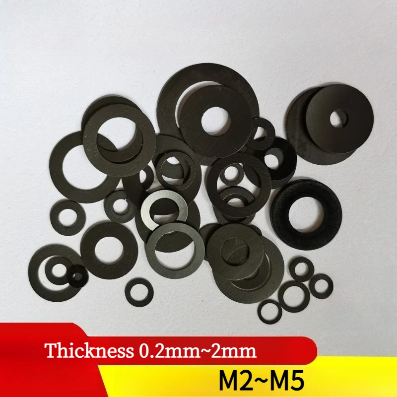 M2~M5 Nylon Washer Black Plastic Nylon Flat Washer Plane Spacer Insulation Gasket Ring For Screw Thickness 0.2mm~2mm