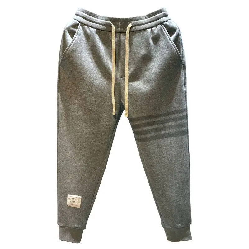 New Men\'s Casual Harem Pants Elastic Waistband for Spring and Autumn Sports Joggers Trousers Four Bar Printed Baggy Sweatpants