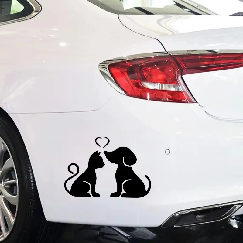 15*10.4 سم القط والكلب الحيوانات الأليفة على شكل نافذة الوفير دراجة نارية ملحق ديكور الفينيل ملصق سيارة مقاوم للماء #4