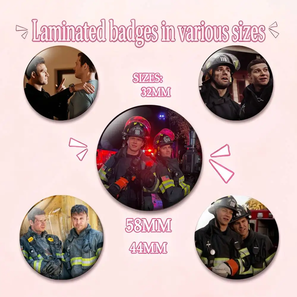 Drama E-Evan Buckley Eddie Diaz 9-1-1 Rescue Badges 25 32 44 58 75 mm Round Fans Collect Friends Gifts Brooch Souvenir