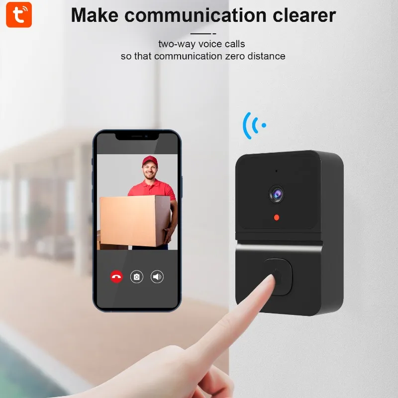 Smart graffiti doorbell low power wireless video doorbell mobile phone monitoring WIFI doorbell Ding Dong set